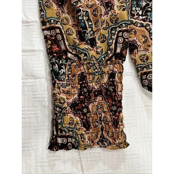 Wranglers Retro Women’s Smocked Long Sleeved Top Western Boho Cowboy Rodeo Large - Picture 4 of 10